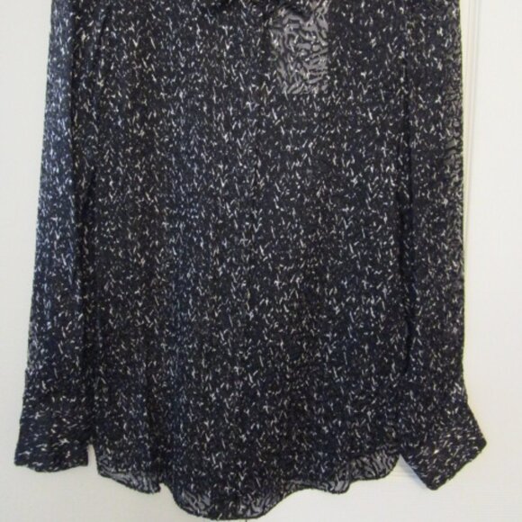 Theory Classic Straight Blouse Black Multi Chevron Burnout New with Tags - Picture 2 of 4